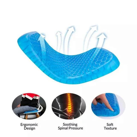 Double-Thick Honeycomb Gel Seat Cushion – Large Size | All-Day Comfort for Office, Car & Home