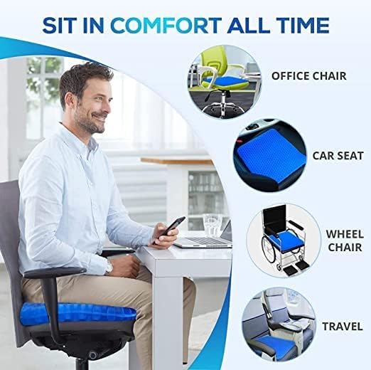Double-Thick Honeycomb Gel Seat Cushion – Large Size | All-Day Comfort for Office, Car & Home